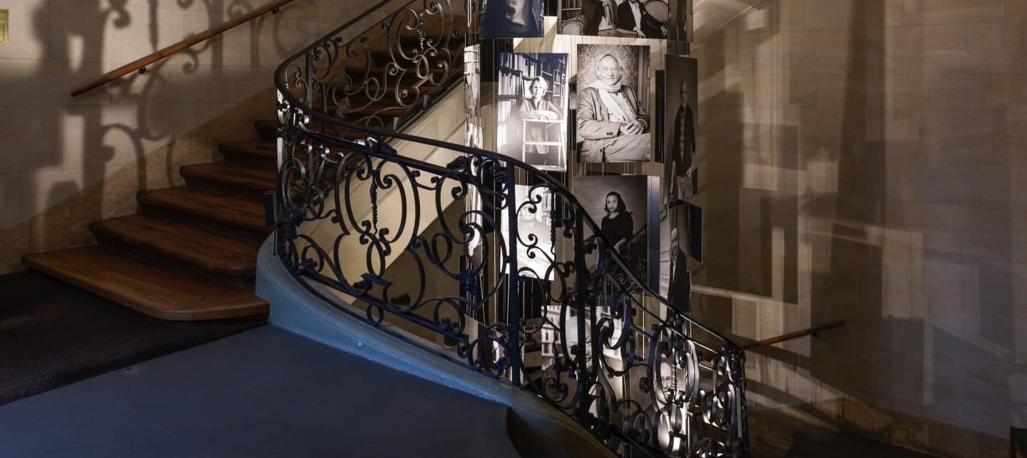The grand staircase of the Société de Lecture